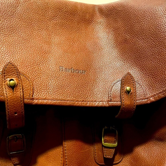 Vintage Barbour full brown leather messenger bag